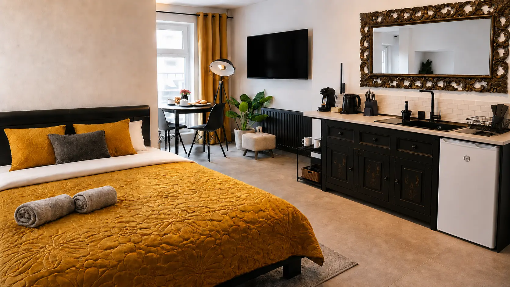 Stylowe wnętrze apartamentu Antracyt Adago Stay